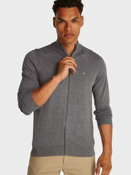 Шелковый кардиган Calvin Klein серый