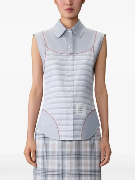 Αμάνικο ριγέ πουκάμισο Thom Browne γκρι