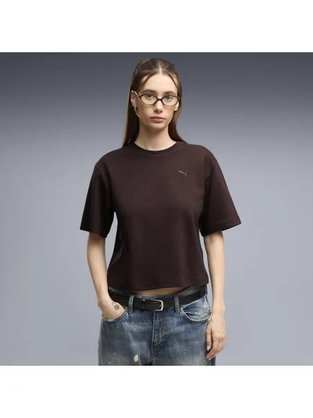 Koszulka Essentials Elevated o luźnym kroju PUMA brązowa
