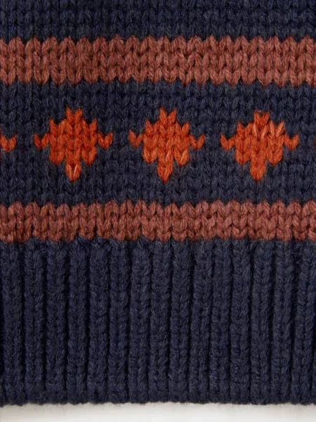 Sweter z dzianiny ze wzorem Dzieci lata MANGO KIDS granatowy
