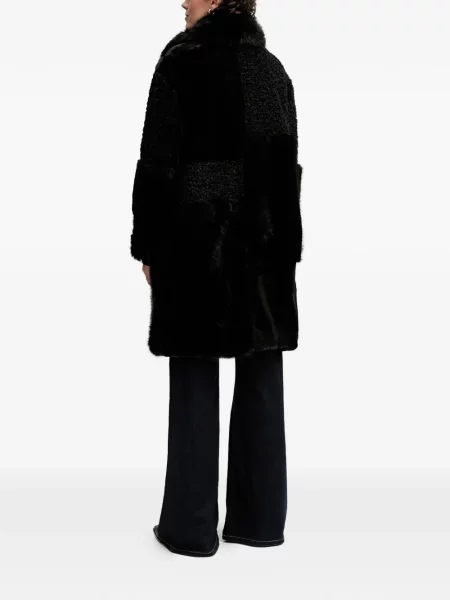 Palton de blană Dkny cu blană negru