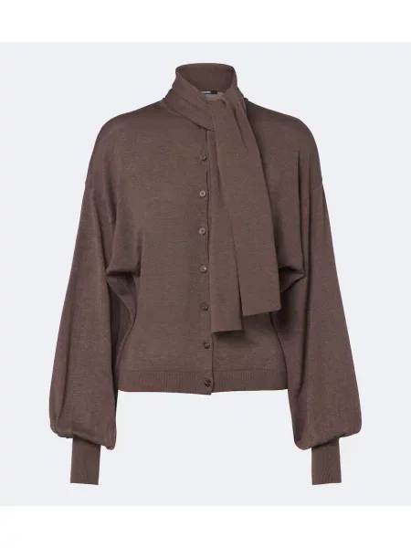 Cardigan Jacquemus de mătase cu legături maro