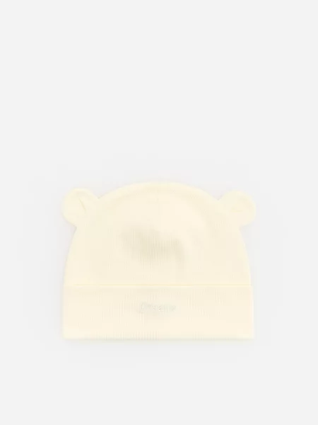 Reserved Beanie sapka fülekkel krémszínű