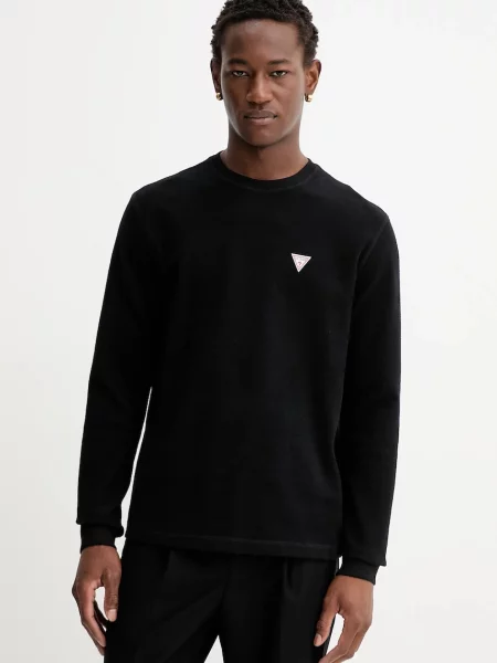 Guess Jeans longsleeve gładki czarny