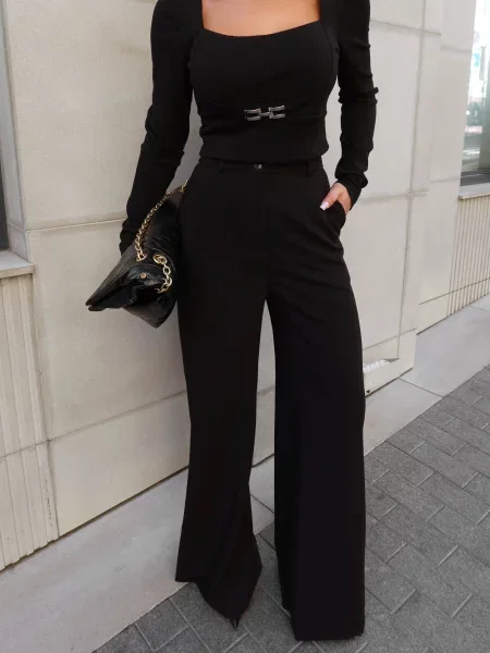 Брюки палаццо Jadone Fashion черные