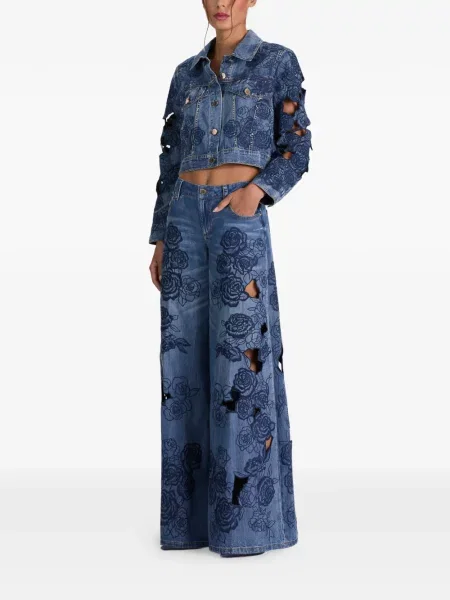 Blugi Alice + Olivia cu model floral albastru