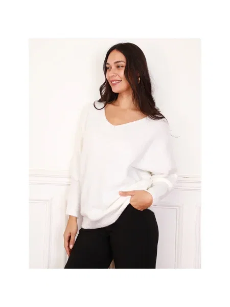 Pulover La Modeuse alb