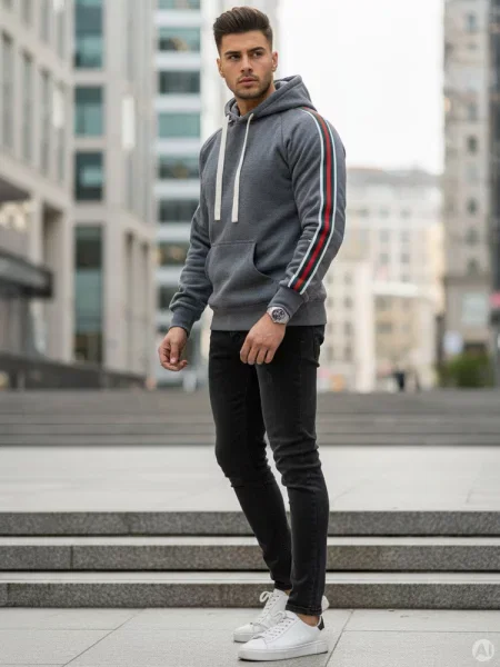 Bluza z kapturem Dstreet szara