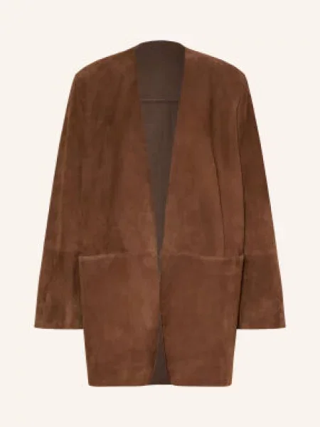 Max Mara Kožená Bunda Fumato hnědá