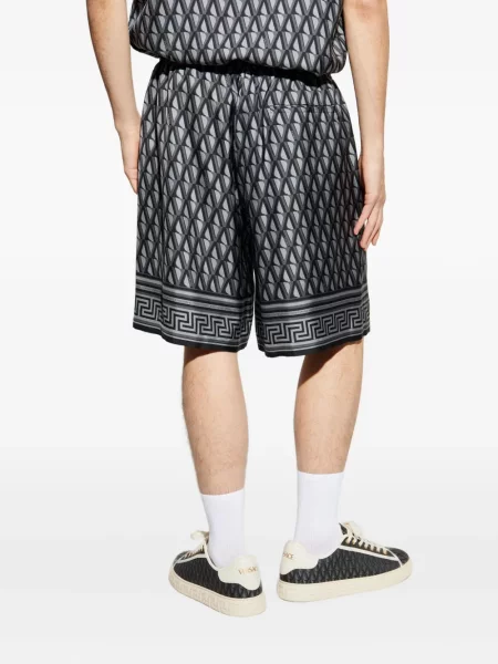 Pantaloni scurți Versace de mătase gri