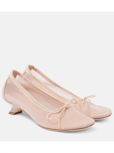 Pantofi cu toc Simone Rocha plasă bej