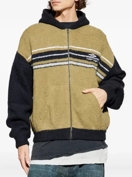 Суичър с качулка Balenciaga на райета с качулка