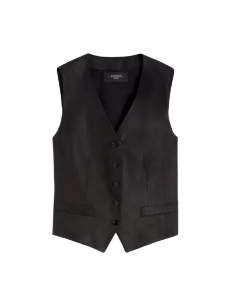 Lniana kamizelka Weekend Max Mara czarna