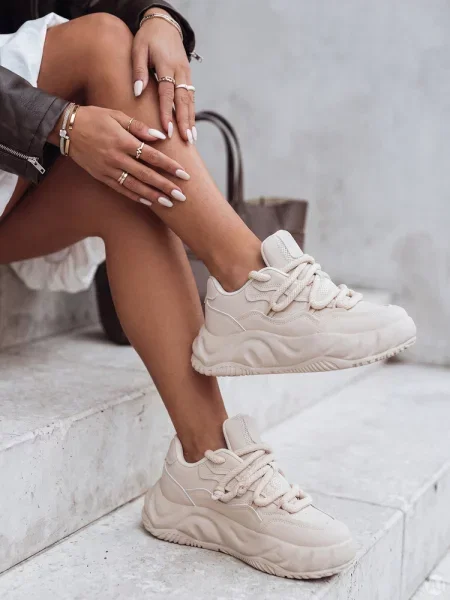 Sneakersy na platformie LALANDRA Dstreet beżowe