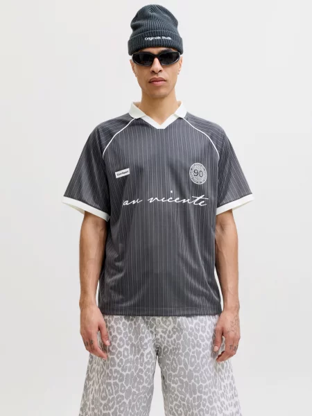 JACK & JONES Tričko JCOETERNA tmavosivá biela