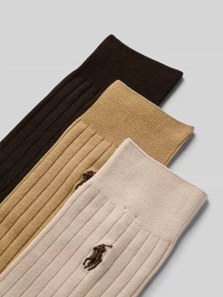 Skarpety z drobnym prążkowaniem w zestawie 3 szt. model ‘EGYPTIAN’ Polo Ralph Lauren
