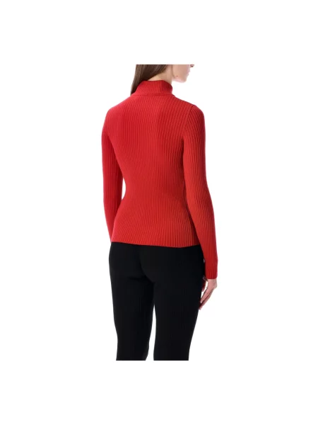 Dzianinowy sweter z golfem Courreges czerwony