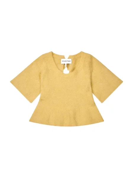 Dzianinowy sweter Munthe żółty