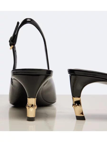 Pantofi cu toc Gucci din piele slingback negru