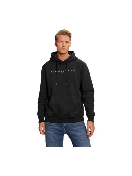 Tommy Jeans bluza z kapturem gładka czarny