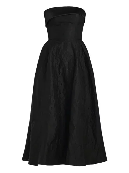 Rochie midi Post Meridiem din satin până la genunchi de costum negru