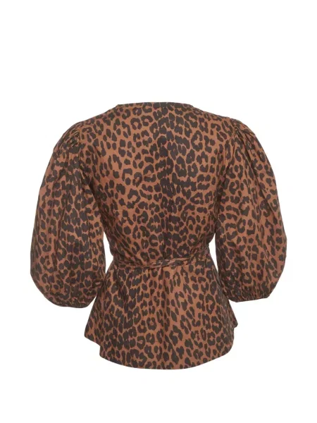 Top Ganni cu imagine cu model leopard plic maro
