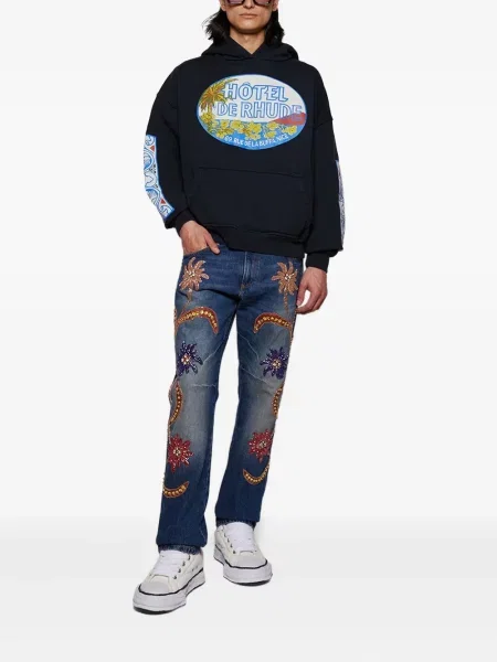 Суичър с качулка Rhude с принт черно