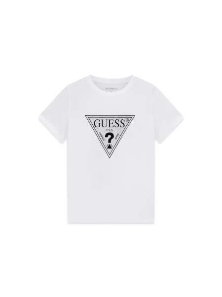 GUESS Tricou negru / argintiu alb