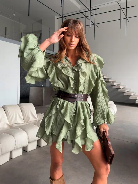 Платье миди Milirud софтшелл зеленое