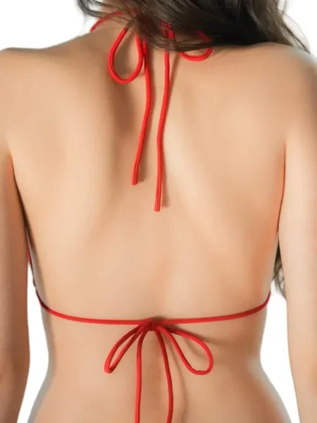 Bikini Elegancia cu gât halter roșu