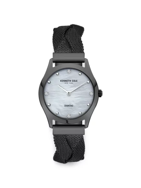 Ceas Kenneth Cole țesut cu bretele alb
