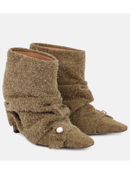 Cizme scurte The Attico din piele de căprioară bej