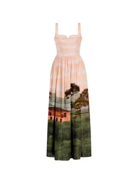 Rochie maxi Agua By Agua Bendita fără mâneci portocaliu