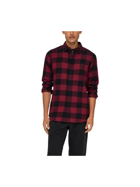 Kołnierzykowy koszula w kratkę Only & Sons z długim rękawem klasyczna