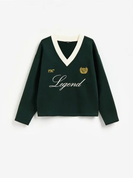 Hanorac sport Reserved cu broderie verde