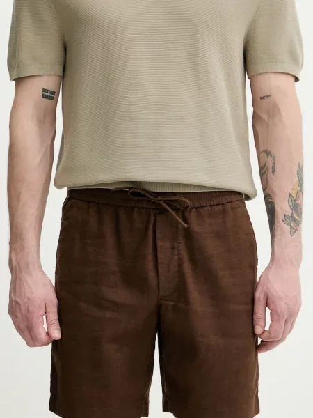 Tommy Hilfiger kratke hlače z lanom rjava