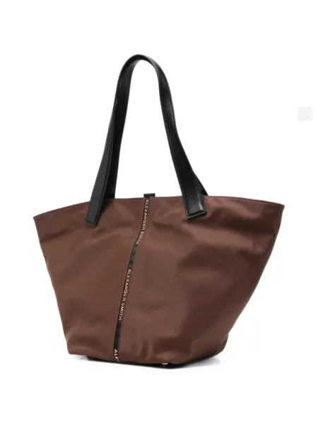 Bőr shopper táska Alexander Smith autogrammal barna