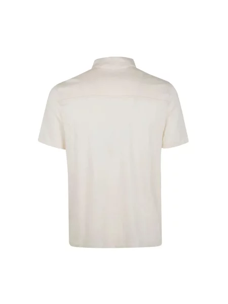 Lniana koszulka polo Majestic Filatures z krótkim rękawem beżowa