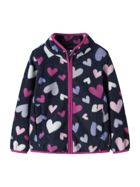 NAME IT Jachetă fleece NMFMeeko bleumarin / roz / roz alb