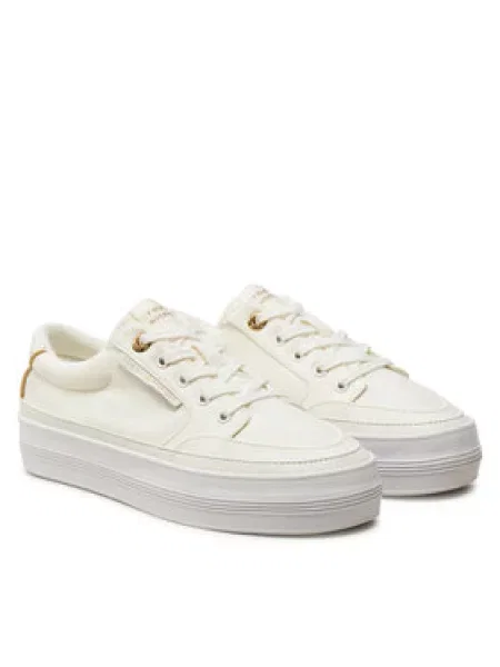 Tommy Hilfiger Sneakersy Essential Vulc Textile Sneaker Écru bílé