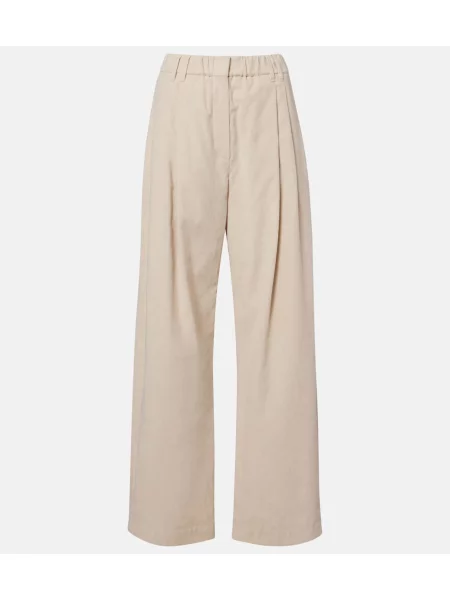 Pantaloni Brunello Cucinelli de catifea cord alb