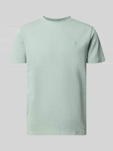 T-shirt z fakturowanym wzorem i wyhaftowanym logo Lerros