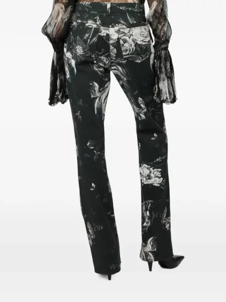 Дънки Roberto Cavalli на цветя с принт черно
