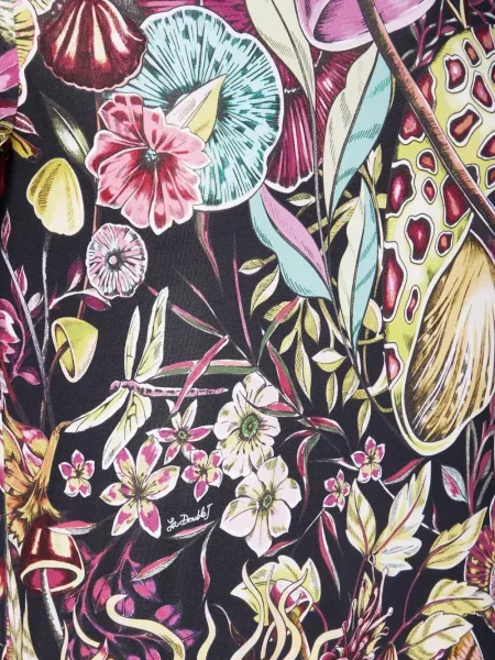 Sukienka maxi La Doublej w kwiatki z nadrukiem garniturowa czarna