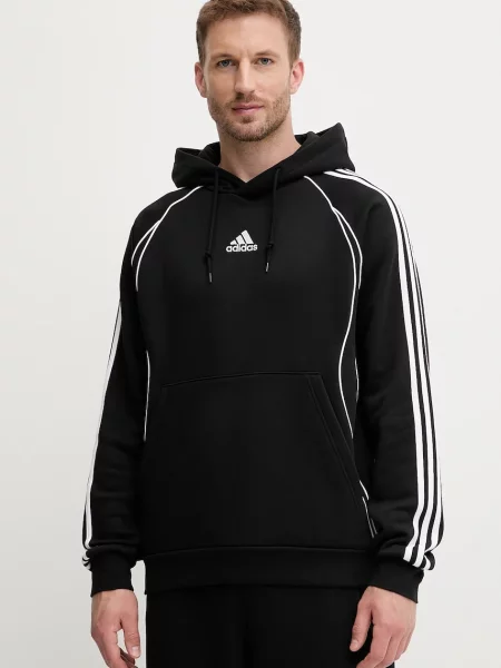 Суичър с качулка Adidas с качулка с апликация черно