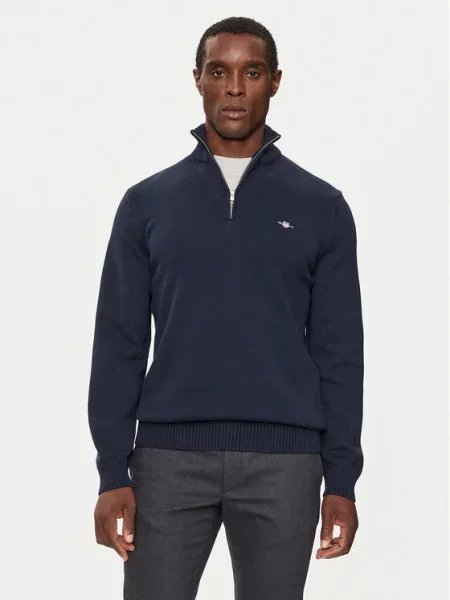 Gant Džemper Casual Cotton Half Tamnoplava plava