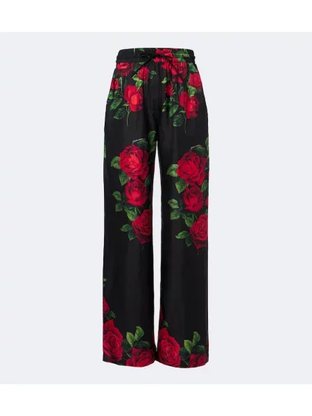 Pantaloni palazzo Dolce&gabbana de mătase cu model floral