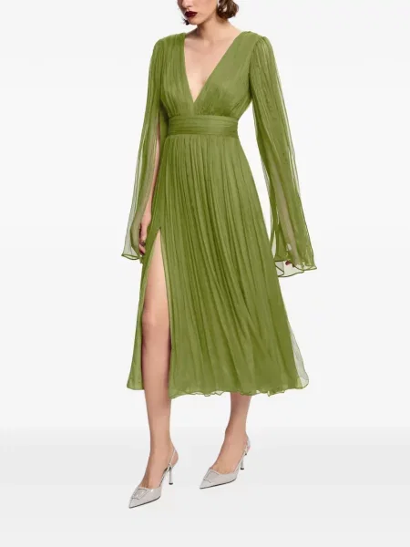 Rochie midi Framboise de mătase verde