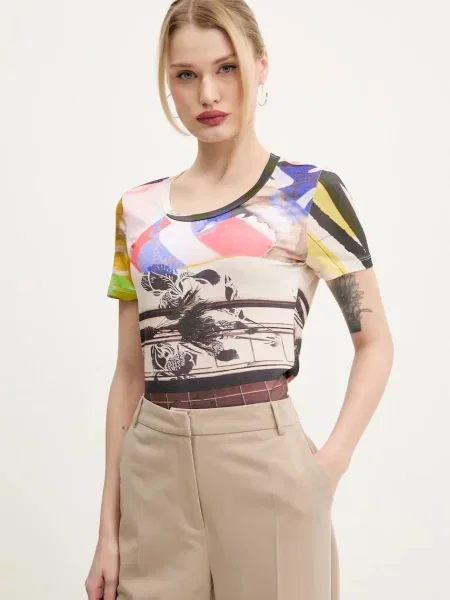 Desigual tricou COLLAGE femei bej