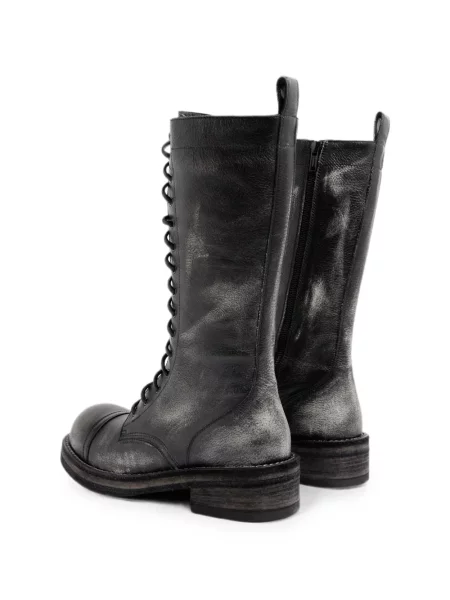 Botine Ann Demeulemeester cu șireturi din piele negru